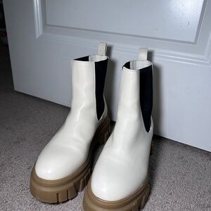 Stylish White and Black Women's Boots